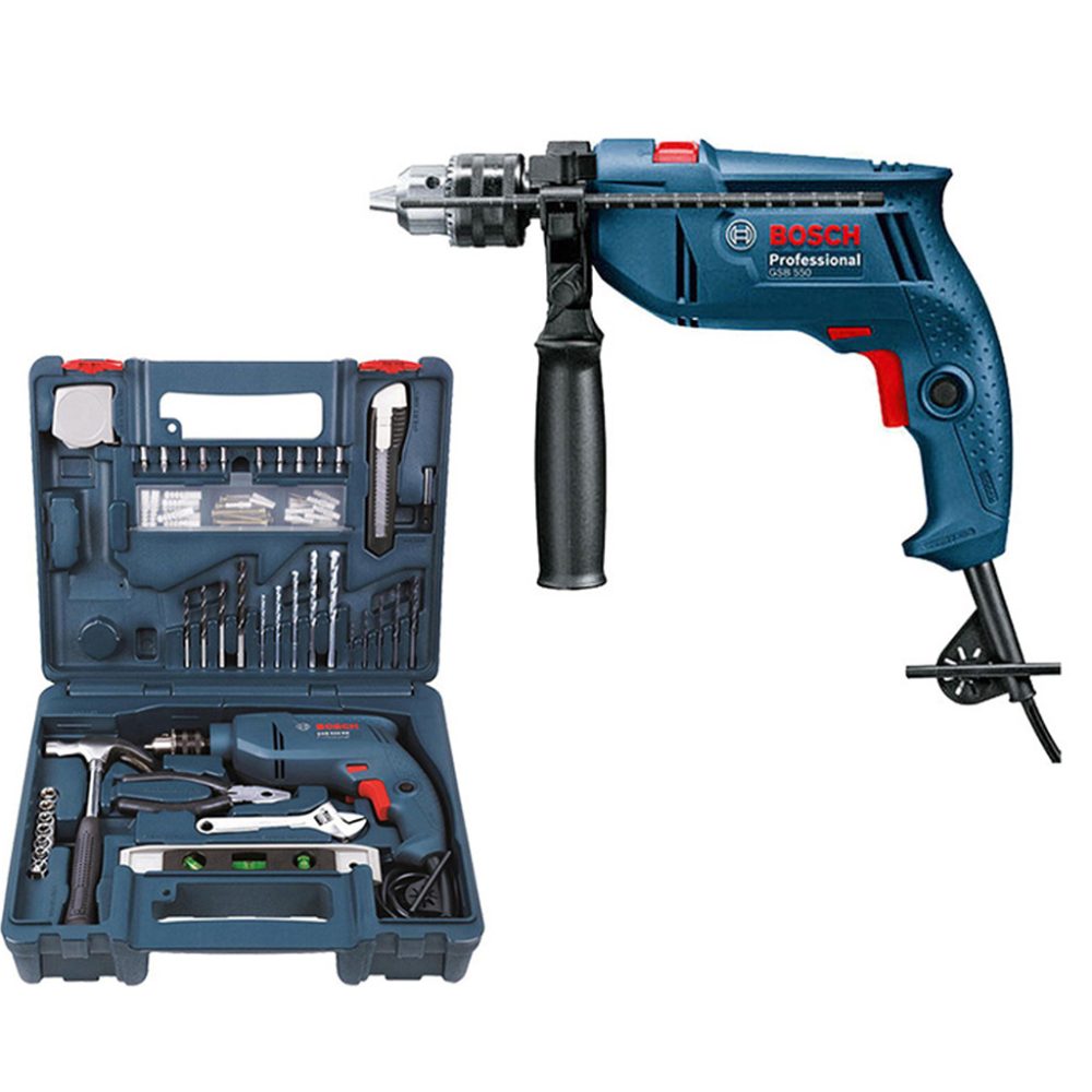 Máy khoan động lực Bosch GSB 550(bộ set valy 100 món phụ kiện)