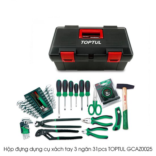 GCAZ0025 Hộp đựng dụng cụ 3 ngăn 31pcs Toptul GCAZ0025
