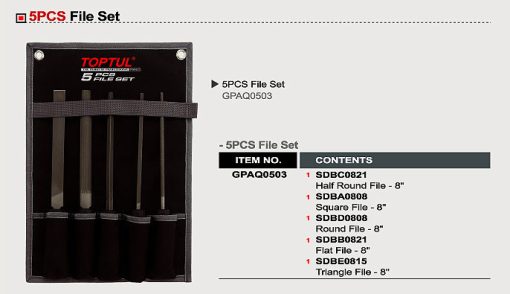 Bộ dũa 5 món Toptul GPAQ0503 jsc