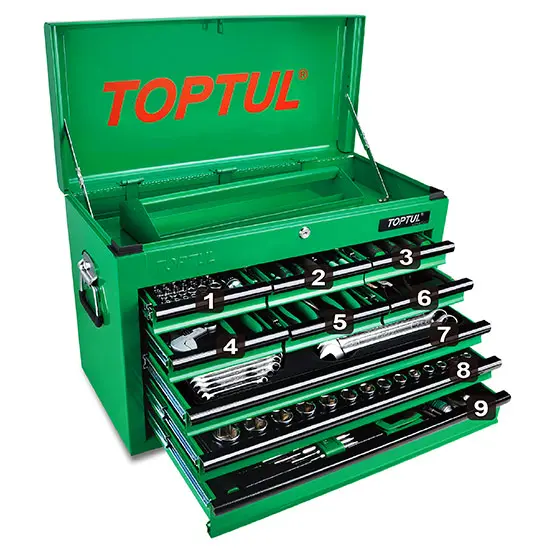 Tủ đồ nghề 6 ngăn 186 chi tiết Toptul GCBZ186A