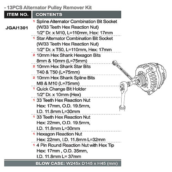 9_JGAI1301 Bộ cảo Pu-ly 13PCS TOPTUL JGAI1301 wmjsc