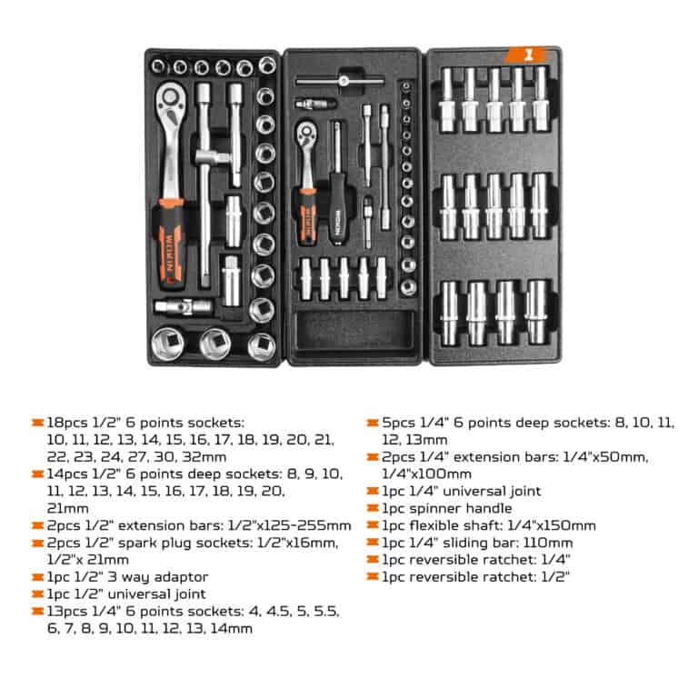 Bộ dụng cụ WOKIN 161PCS 901518 kèm xe đẩy, thiết kế tiện lợi cho sửa chữa và bảo dưỡng chuyên nghiệp