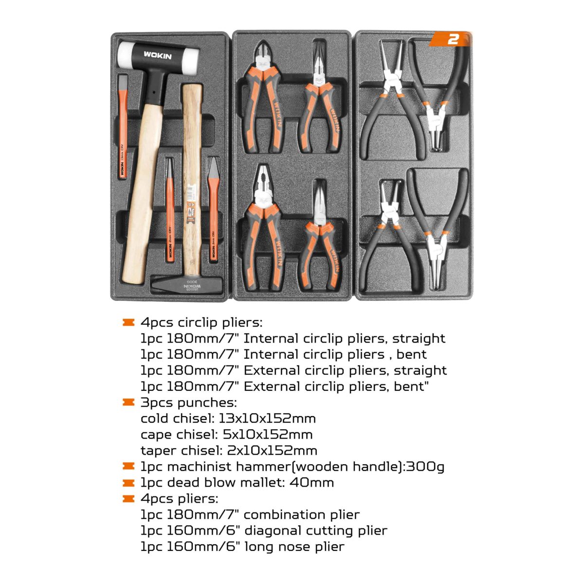 Bộ dụng cụ WOKIN 161PCS đa năng cho thợ sửa chữa