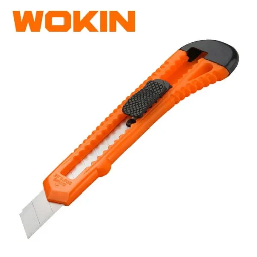 Dao rọc giấy Wokin 300018 – size 18x100mm, thân chắc chắn, lưỡi sắc bén, phù hợp cắt carton và vật liệu mỏng.