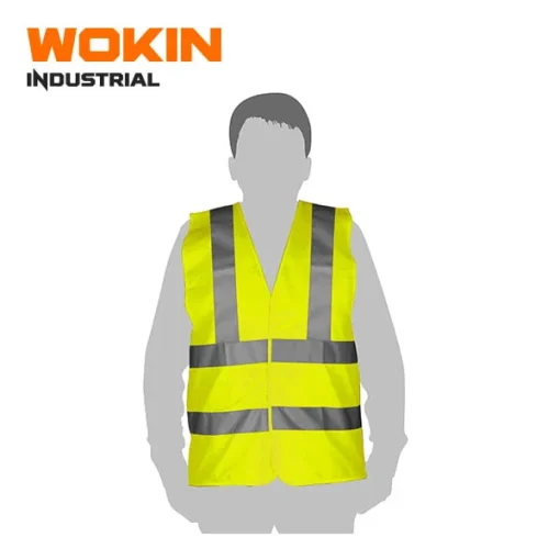 Áo phản quang WOKIN đạt tiêu chuẩn CE EN471, dải phản quang 5cm, dùng trong công trình và bảo hộ lao động.