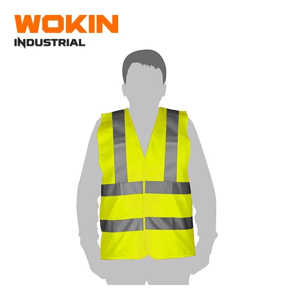 Áo phản quang WOKIN đạt tiêu chuẩn CE EN471, dải phản quang 5cm, dùng trong công trình và bảo hộ lao động.