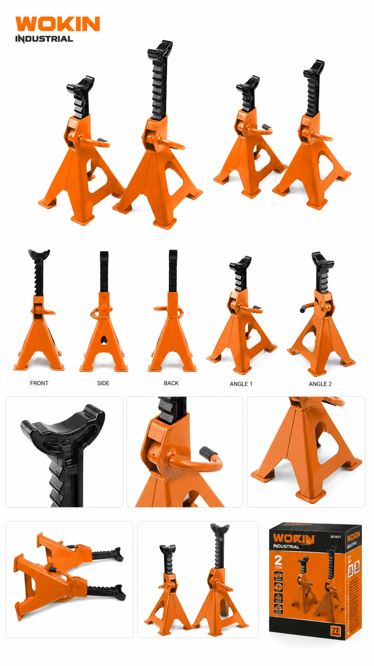 Chân kê ô tô (Jack Stand) WOKIN 736802 – 736806 | Giá đỡ an toàn cho sửa chữa và bảo dưỡng xe