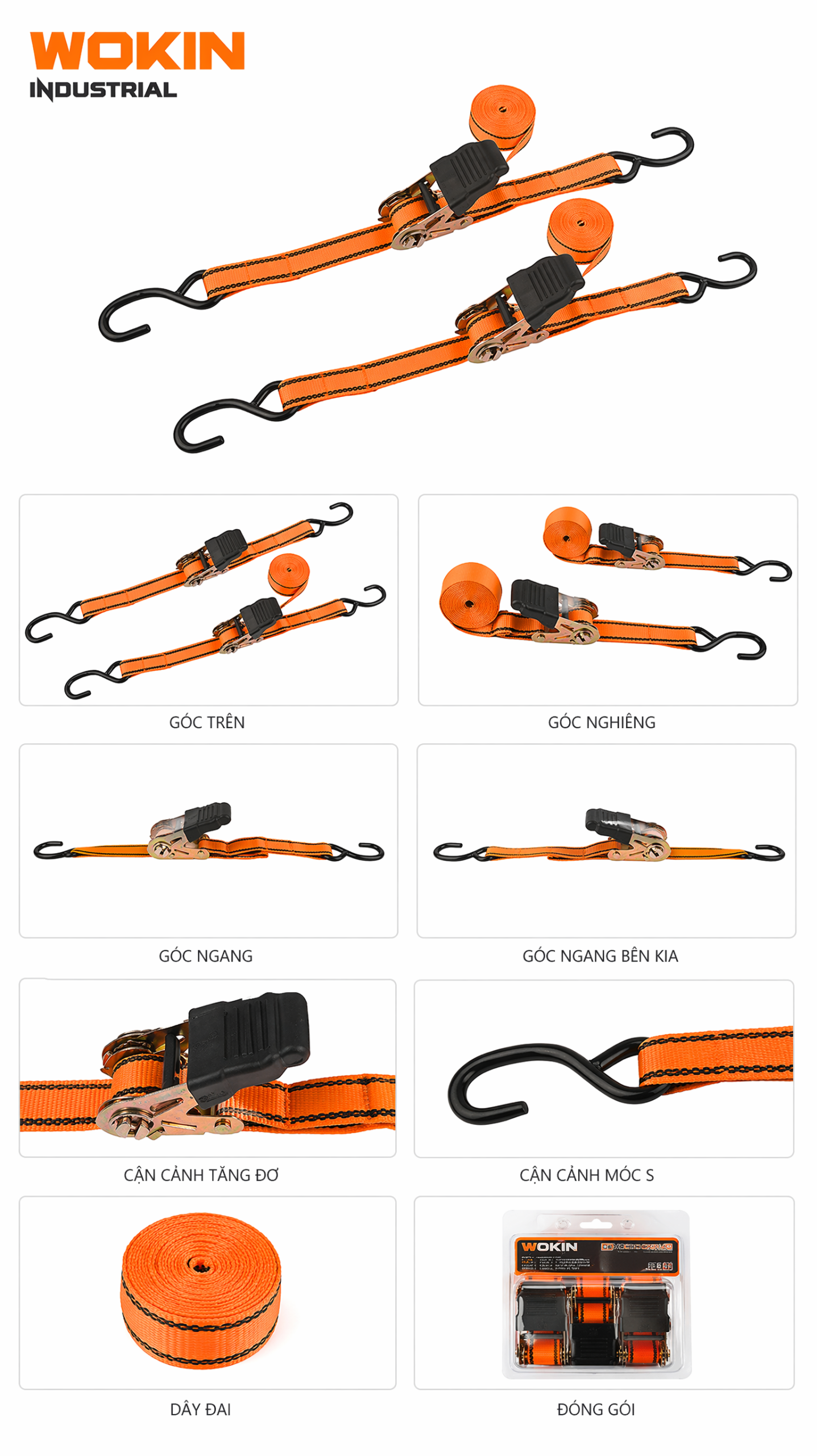 Cận cảnh dây tăng đơ mạ kẽm trên dây chằng hàng WOKIN 662502 tải trọng 225daN