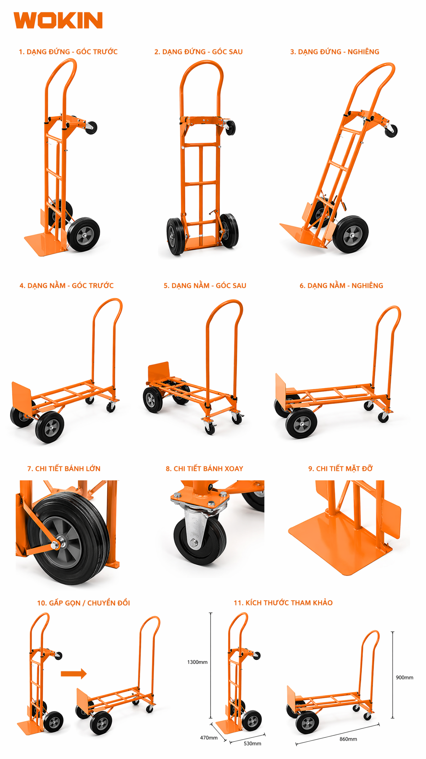 Góc nghiêng xe đẩy hàng WOKIN 683310 đa năng