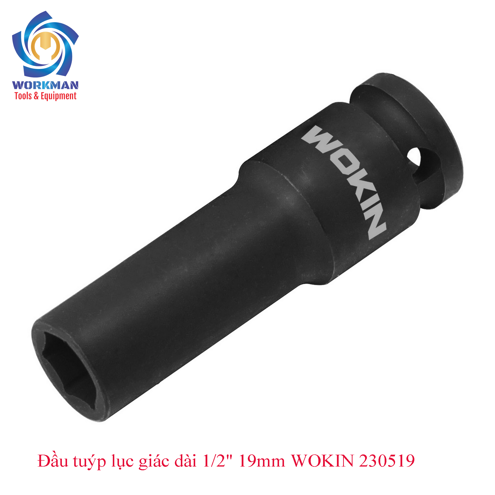 Đầu tuýp lục giác dài 19mm đầu 1/2" WOKIN 230519 chính hãng, thép CrMo