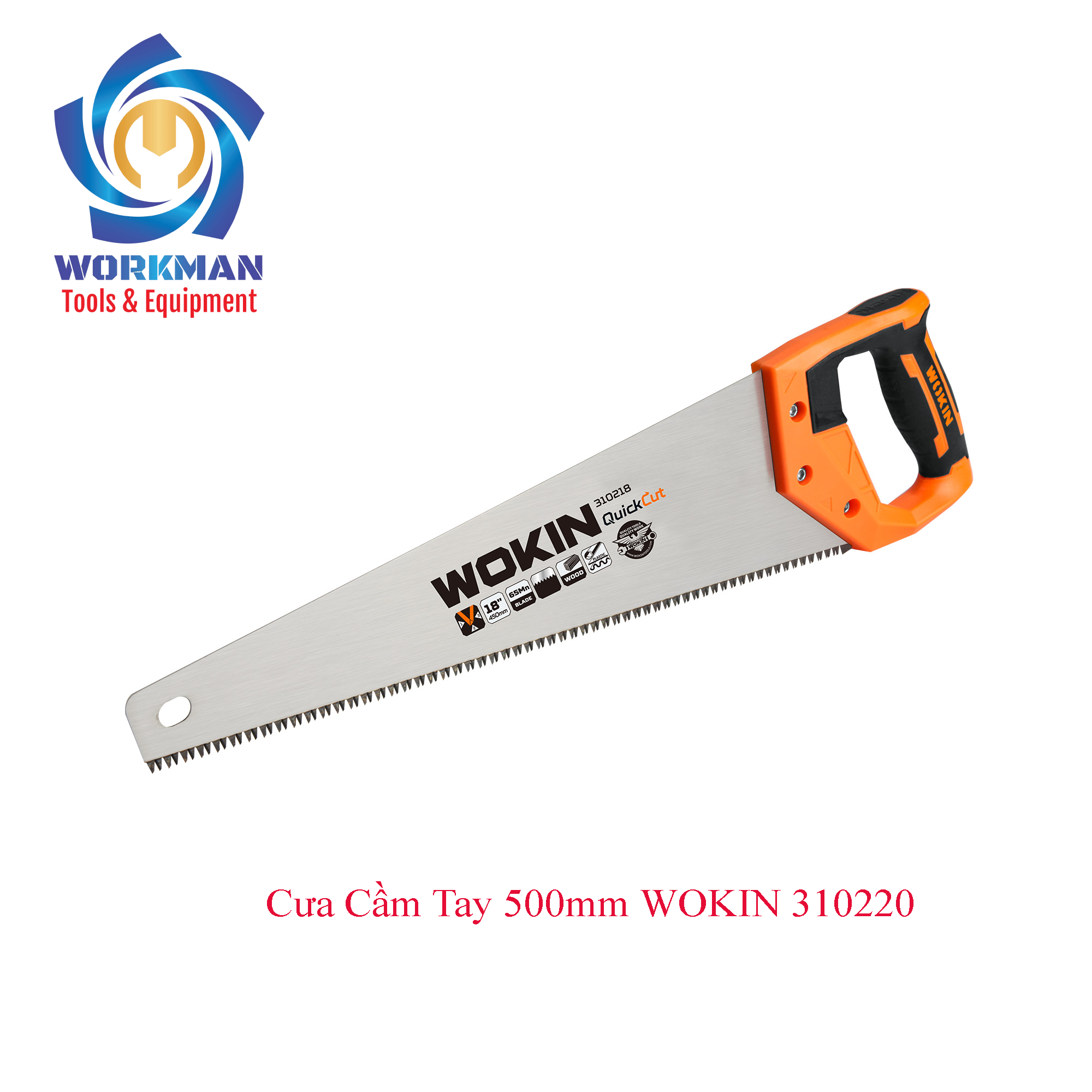 Cưa cầm tay 500mm WOKIN 310220 có nắp bảo vệ răng cưa